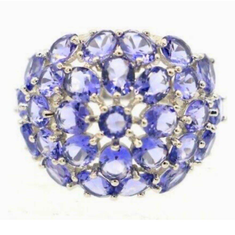 New size 9 purple spinal cz sterling silver ring